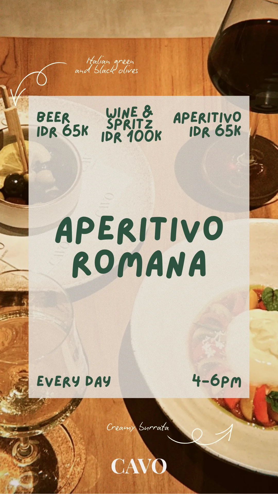 Aperitivo Romana Monday special offer at CAVO