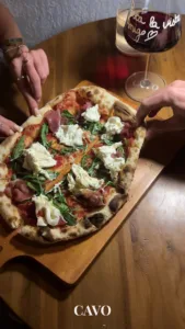 Oval Roman-style pizza at CAVO Bar & Bistro, Uluwatu